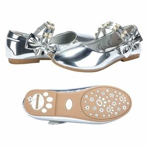 PANDANINJIA Girls Cheryl Princess SILVER PATENT MARY JANE Ballet Shoes Size 12
